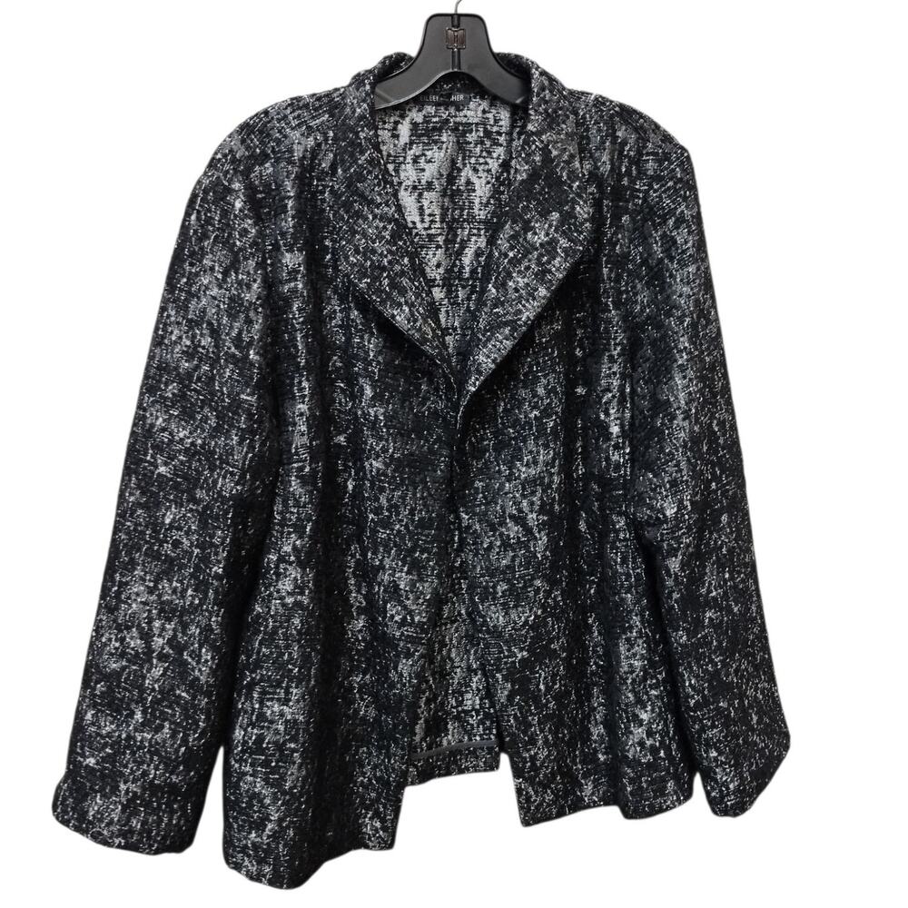 Eileen Fisher Womens Metallic Italian Wool Blend Open Jacket XL Artsy Office